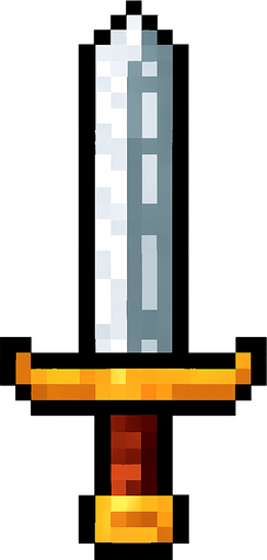 Quiero una espada de metal, estilo 32 bits.
In-Game asset.  2d.  High contrast.  No shadows