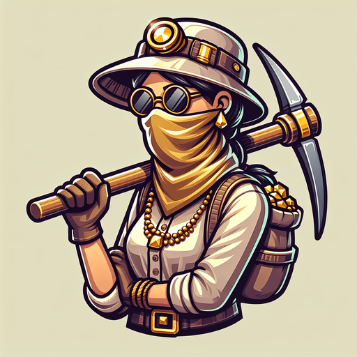 A gold miner.
Single Game Texture. In-Game asset. 2d. Blank background. High contrast. No shadows.