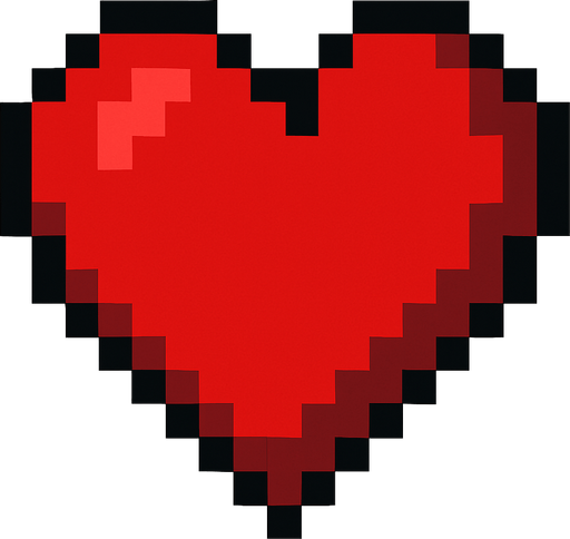 corazon de pixeles.
In-Game asset.  2d.  High contrast.  No shadows