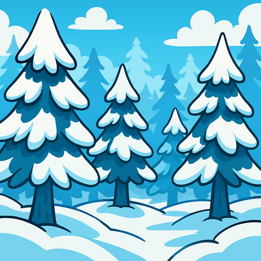 Background, endless, forest, winter, cartoon.
In-Game asset.  2d.  High contrast.  No shadows