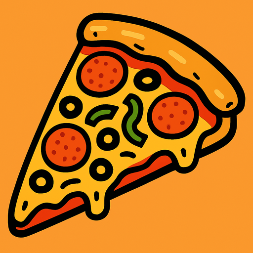 Pizza.
In-Game asset.  2d.  High contrast.  No shadows