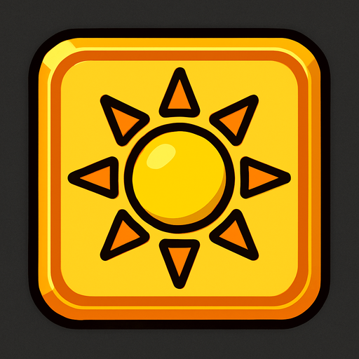 Sun button.
In-Game asset.  2d.  High contrast.  No shadows