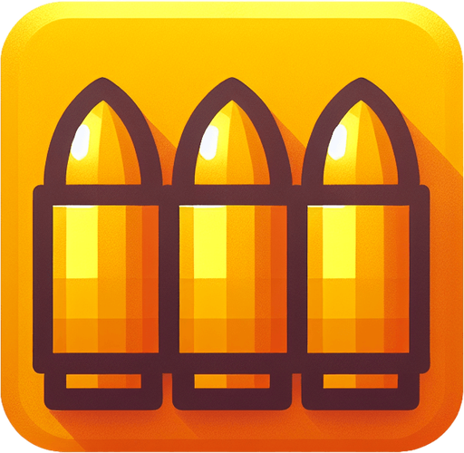 rectangle yellow bullets.
Single Game Texture. In-Game asset. 2d. Blank background. High contrast. No shadows.
