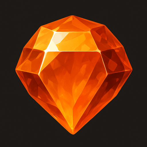 make a orange gem realistic.
In-Game asset.  2d.  High contrast.  No shadows