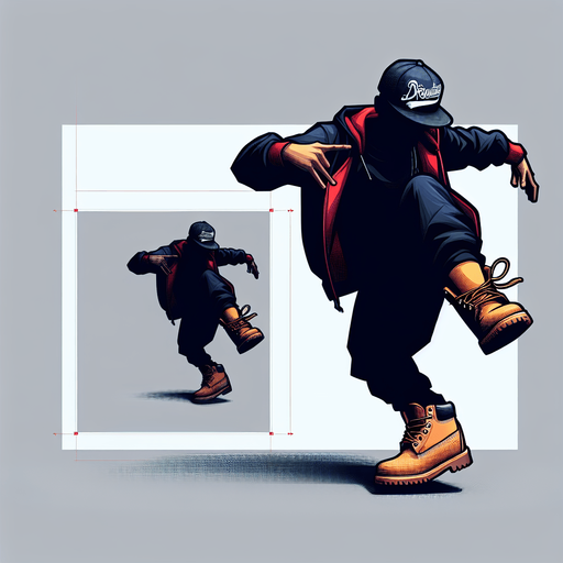 A Krump Dancer wearing a snapback and Timberlands shoes Single Game Texture. In-Game asset. 2d. Blank background. High contrast. No shadows.
