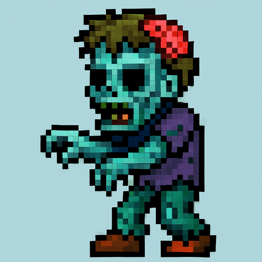 terraria oyunundaki gibi bir zombi.
In-Game asset.  2d.  High contrast.  No shadows