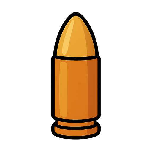 Bullet. No background. Transparent background. Blank background. No shadows. 2d. In-Game asset. flat