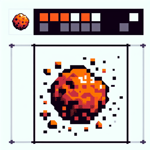 8-bit. asteroid. orange. in game asset. 2d. no shadow..
Single Game Texture. In-Game asset. 2d. Blank background. High contrast. No shadows.