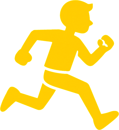 yellow runner running.
In-Game asset.  2d.  High contrast.  No shadows