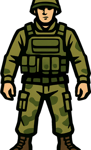 soldier without weopen.
In-Game asset.  2d.  High contrast.  No shadows