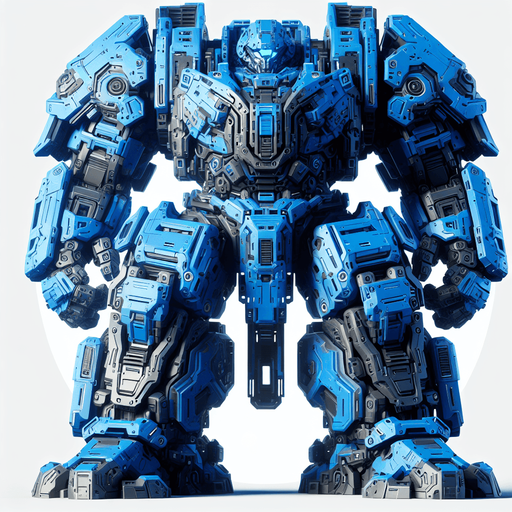 a blue transformer.
Single Game Texture.  In-Game asset.  2d.  Blank background.  High contrast.  No shadows