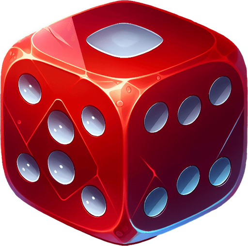 A 20 sided red die.
In-Game asset. 2d. Transparent background. High contrast. No shadows.