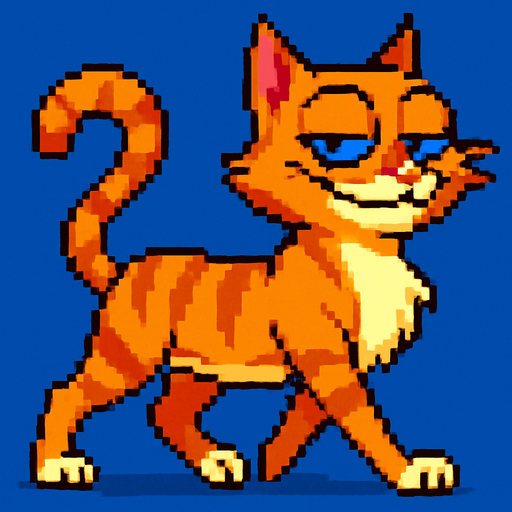 puedes cambiar la posicion de las patas, es decir las que estan atras pasan adelante y viceversa, como si hubiese dado un paso, con el mismo estilo pixel art de la foto original y fondo azul
