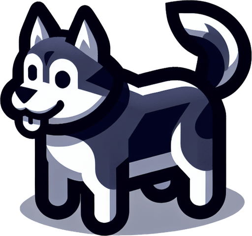 Dog.
Single Game Texture.  In-Game asset.  2d.  Blank background.  High contrast.  No shadows