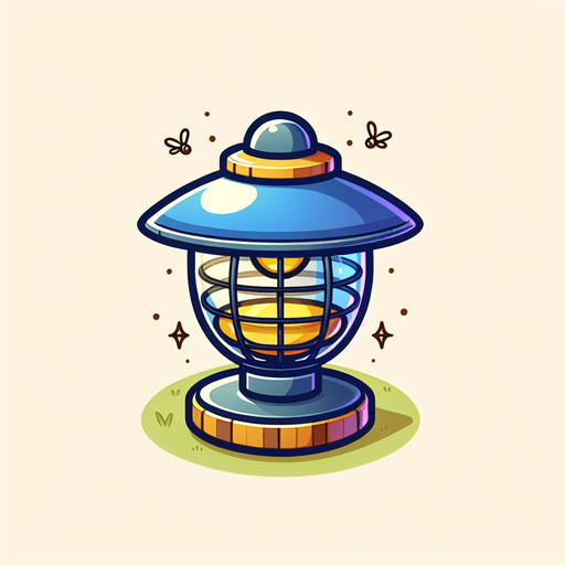 mosquito trap lamp. cartoon..
Single Game Texture. In-Game asset. 2d. Blank background. High contrast. No shadows.