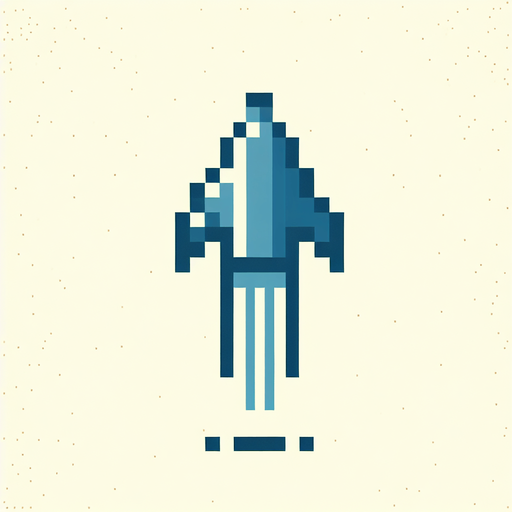 8 bit projectile pointing upwards.
Single Game Texture. In-Game asset. 2d. Blank background. High contrast. No shadows.