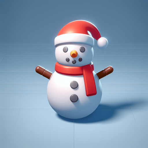 a christmas snow man. plastic style. Single Game Texture. In-Game asset. 2d. Blank background. High contrast. No shadows.