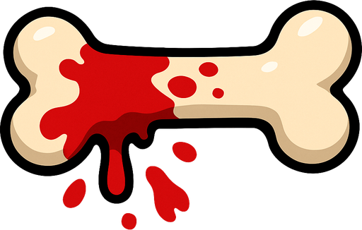 Kanlı kemik 2D. Top View..
In-Game asset.  2d.  High contrast.  No shadows