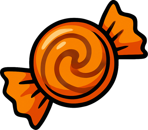 Turuncu şeker.
In-Game asset.  2d.  High contrast.  No shadows