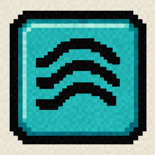 Botón de líneas curvas en total 3 pixeleado.
In-Game asset.  2d.  High contrast.  No shadows