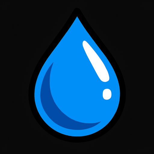 Water drop.
In-Game asset.  2d.  High contrast.  No shadows