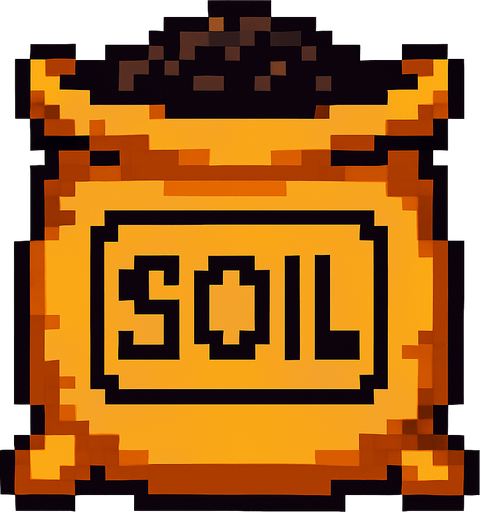 saco de tierra.
In-Game asset.  2d.  High contrast.  No shadows. pixelart