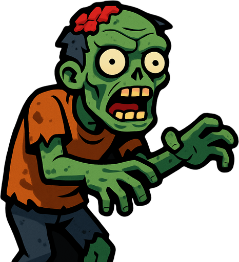 Un zombie.
In-Game asset.  2d.  High contrast.  No shadows