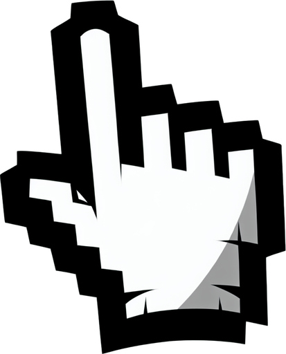 курсор, указывающий палец руки.
Single Game Texture. In-Game asset. 2d. Blank background. High contrast. No shadows.