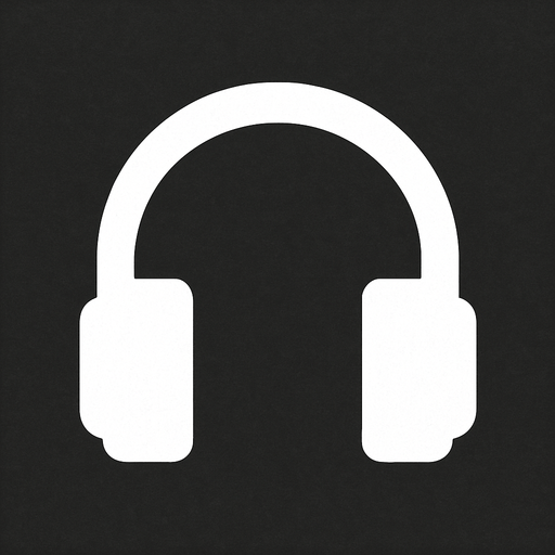 White headphones logo..
In-Game asset.  2d.  High contrast.  No shadows