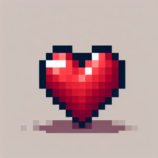 pixalated heart empty Single Game Texture. In-Game asset. 2d. Blank background. High contrast. No shadows.