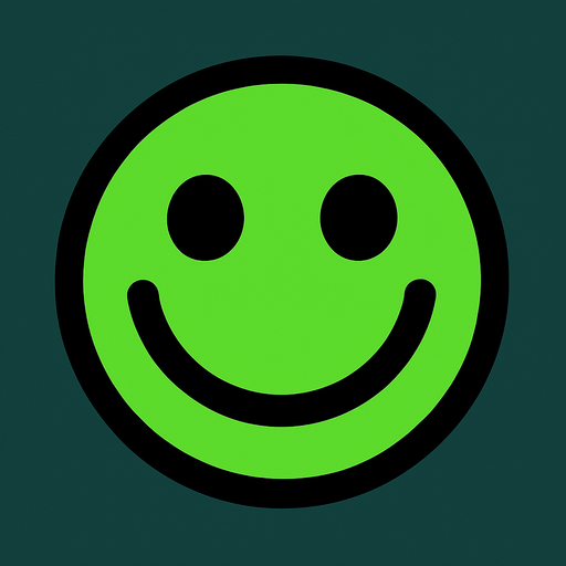 Green smiley face.
In-Game asset.  2d.  High contrast.  No shadows