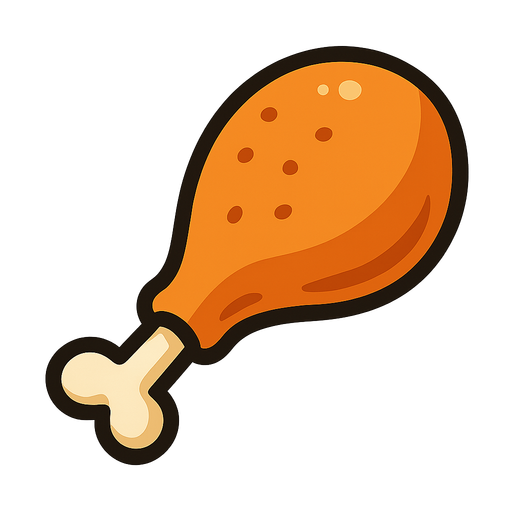 chicken leg.
In-Game asset.  2d.  High contrast.  No shadows