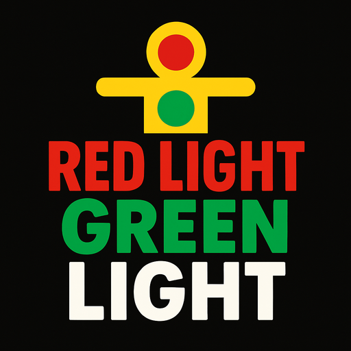Logo red light green light.
In-Game asset.  2d.  High contrast.  No shadows