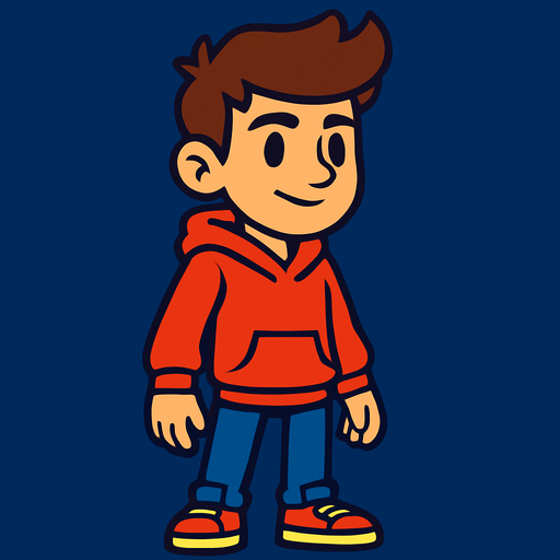 teenager.
In-Game asset.  2d.  High contrast.  No shadows