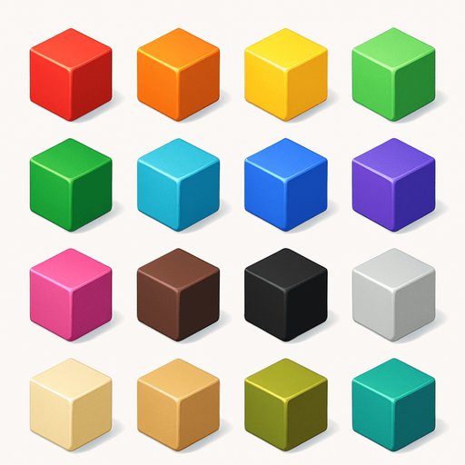 Pack of different 3D cube, Different colors, HD colors..
In-Game asset.  High contrast.  No shadows. 3D