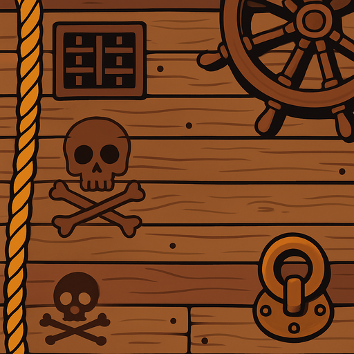 The wooden floor of a pirate ship.
In-Game asset.  2d.  High contrast.  No shadows