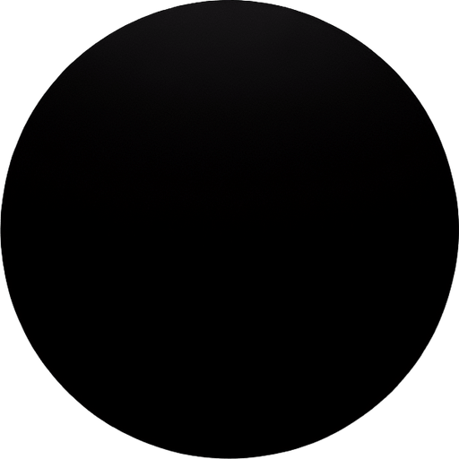 A perfect black circle centered on a transparent background, high resolution, with sharp edges and a clean design. The circle is evenly proportioned and fully opaque.