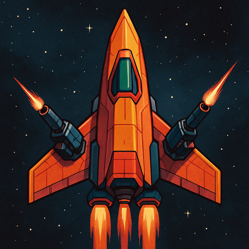 Create a spaceship as the main hero. It will be in the center, with the front tip pointing upwards. There will be a firing mechanism on both sides.