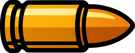 machine gun bullet.
In-Game asset.  2d.  High contrast.  No shadows