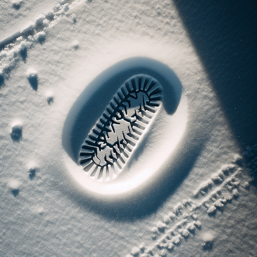 snowy wheel track top view