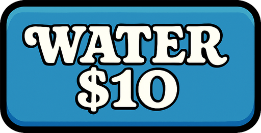 Make button blue and change text to say 'Water $10' in a retro style font