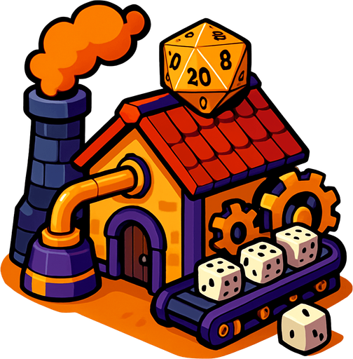 Dice factory from the fantasy world.
In-Game asset.  2d.  High contrast.  No shadows