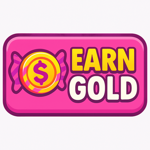 button when clicked earn gold is sweeti. money logo should look like candy.
In-Game asset.  2d.  High contrast.  No shadows