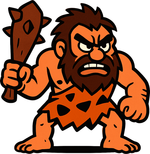 Taş devri düşman.
In-Game asset.  2d.  High contrast.  No shadows
