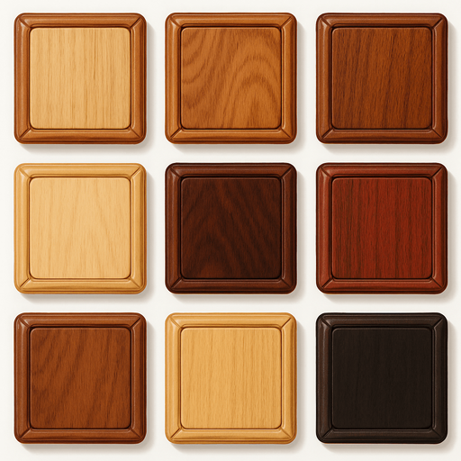 Pack of different Othello board square cells of wood, different wood.
In-Game asset.  High contrast.  No shadows. 3D