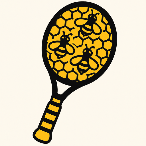 Raquette aux designs dabeilles.
In-Game asset.  2d.  High contrast.  No shadows