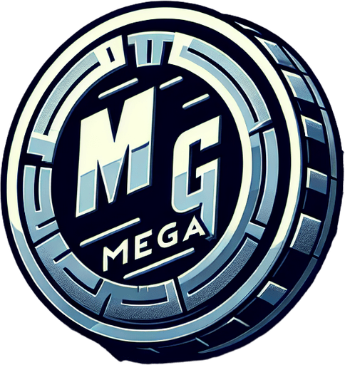 coin MG MEGA.
Single Game Texture.  In-Game asset.  2d.  Blank background.  High contrast.  No shadows