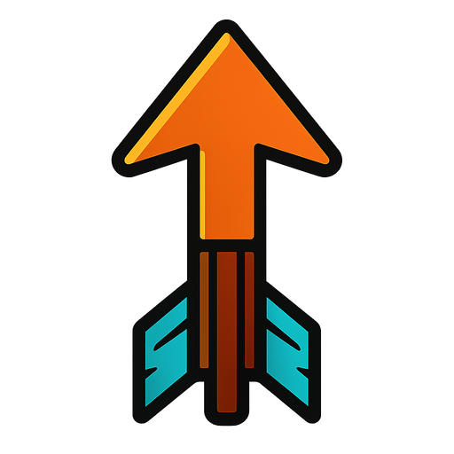 Arrow.
In-Game asset.  2d.  High contrast.  No shadows. Topdown