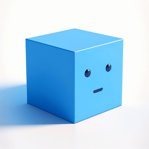 blue box with face.
No shadows