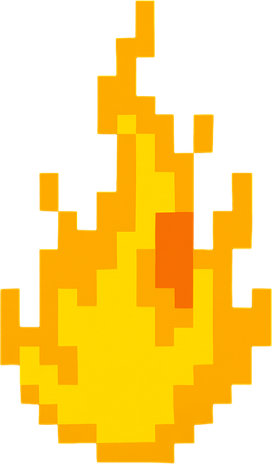 Fuego amarillo en pixel art.
In-Game asset.  2d.  High contrast.  No shadows